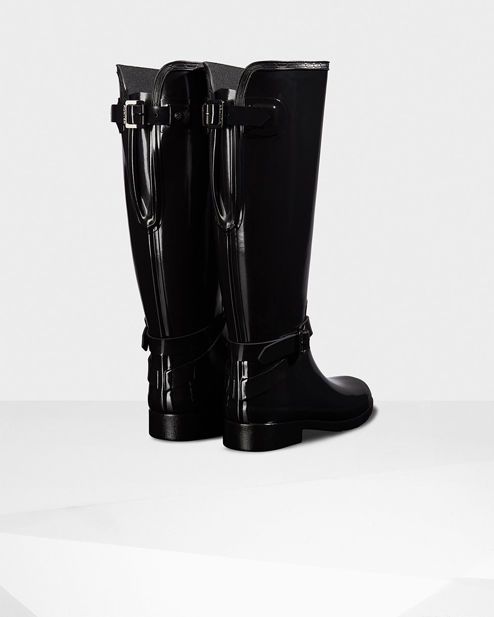 Hunter Refined Adjustable Gloss Tall Rain Boots - Buy Online Womens Black - YNAEGJ254